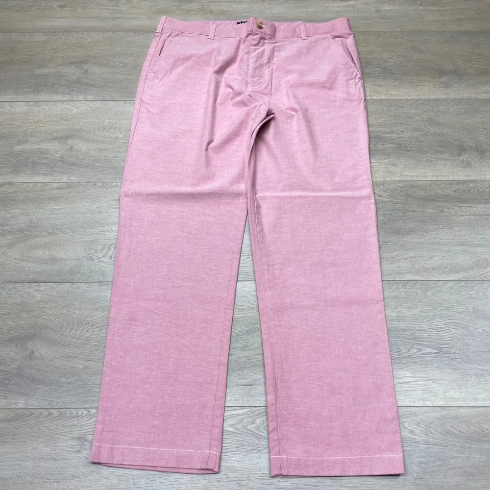 IZOD Pants Mens 38x32 Pink Straight Leg Flat Front Chino Casual Preppy